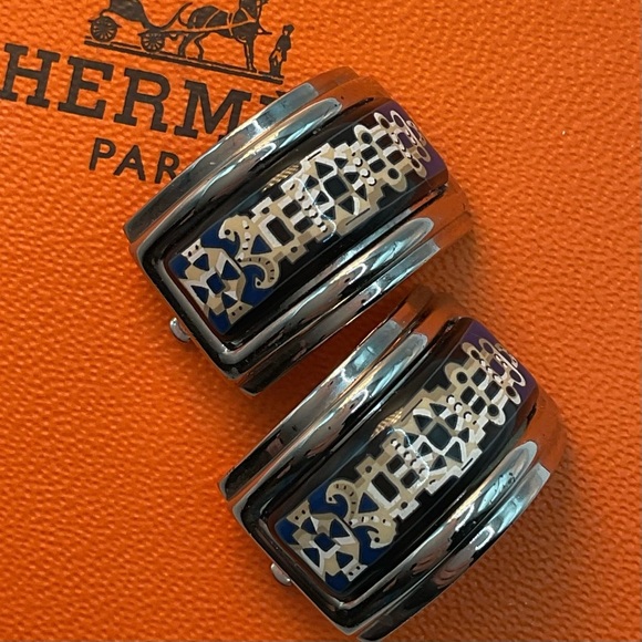 HERMÈS Paris Enamel Clip Earrings - Picture 1 of 7
